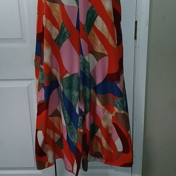 LUUKSE Boutique wide leg Multicolor Geometric Print Boho Jumpsuit Sz S NWOT - Picture 3 of 10